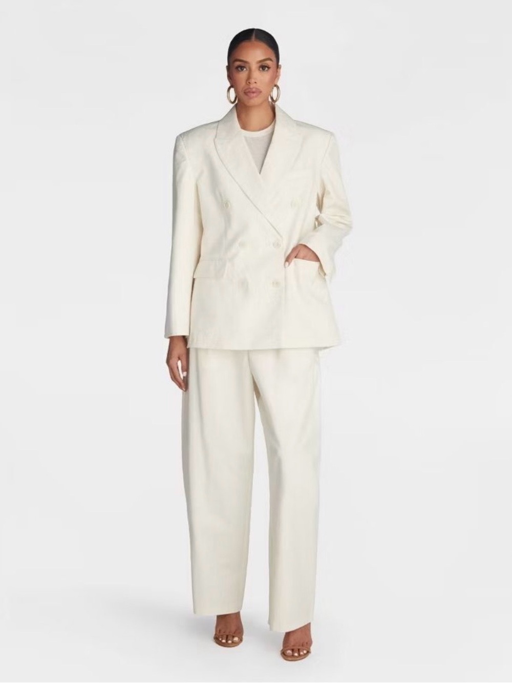 Kbb : KAHLANA David L Blazer Medium:Double-Breasted Cream Blazer Jacket NWT - Picture 4 of 5